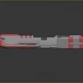 Futuristic Interstellar Spaceship 3D Model With Red And Gray Sections And Aerodynamic Structure