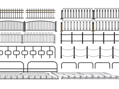 Various Types of Decorative Fence Designs With Metal And Iron Patterns 3d model