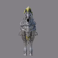 Armored Reptile With Yellow Mane And Intricate Silver Armor Details