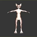 Game Film Character Orange Striped Cat Anthropomorphic 3D Model Standing With Open Arms