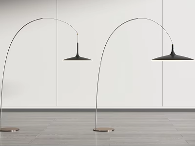 Modern Minimalist Floor Lamps With Arched Stand Black Shade And Wooden Base 3d model