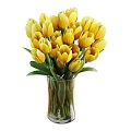 Tulip glass vase flower arrangement 3d model