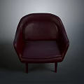 Burgundy Leather Armchair Modern Design With Curved Backrest Comfortable Seat And Slim Legs
