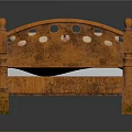 People Resting On Wooden Carved Bed With Red Patterned Mattress