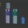 Blue and White Floor Standing Water Dispensers with Water Bottles in Modern Design