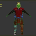 Red Samurai Armor With Gold Accents And Horned Helmet In Standing Pose