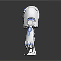 Mechanical Robot Character With White Blue Accents And Red Circular Eye