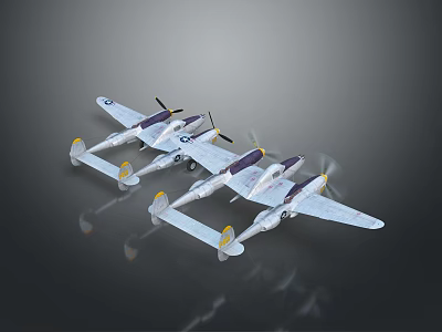 Twin Engine Propeller Airplane Model Equipment With White Body Dark Wings And Tail Insignia 3d model