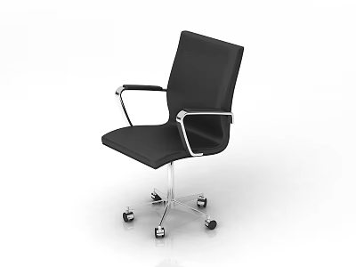 Modern Black Office Chair with Metal Armrests and Swivel Wheels 3d model