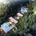 Luxury Forest Villa Resort With Swimming Pool Modern Architecture And Lush Green Trees Surroundings