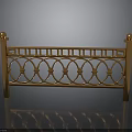 Ornate Golden Metal Railing With Spherical Finials And Circular Patterns