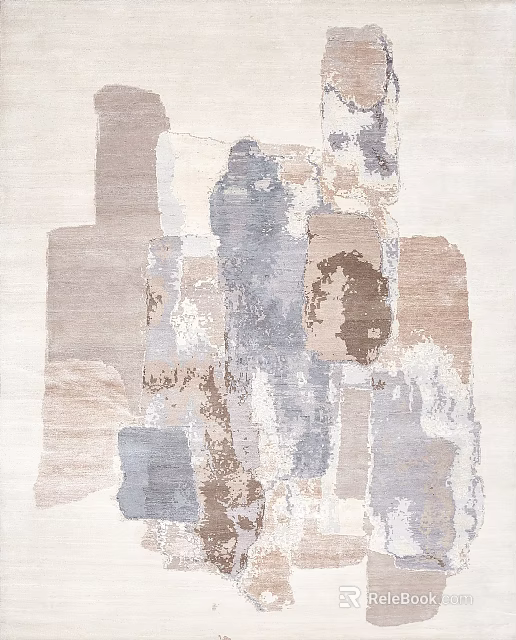 Square Area Rug Featuring Abstract Pattern And Neutral Colors 3d model 