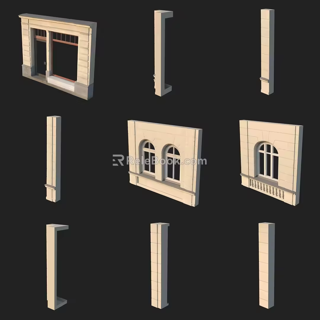 Doors and Windows Window Frame Pillars 3d model