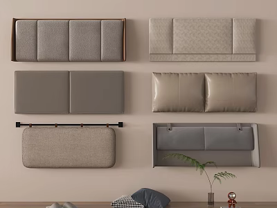 Various Upholstered Headboard Designs For Modern Bedroom Decor With Neutral Tones 3d model