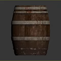 Vintage Wooden Barrel With Rustic Metal Hoops And Brown Wood Finish