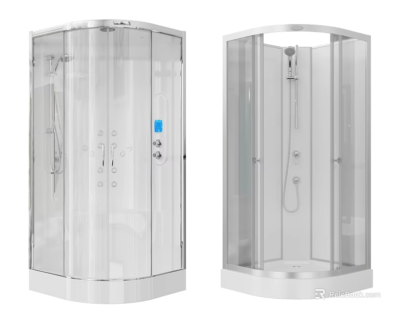 Modern Shower Sauna Enclosure With Clear Glass Doors And Digital Control Panel 3d model 