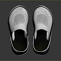 Comfortable White Perforated Casual Clogs With Black Sole And Breathable Design 3d model