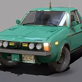 Vintage Green Pickup Truck with Antenna and Classic Exterior Design
