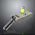 Handheld Sci Fi Tool Featuring Green Glowing Sphere And Control Panel Design 3d model