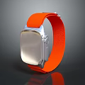 Modern Watch With Orange Strap Square Dial And Metal Case Design 3d model