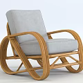 Modern Single Sofa with Rattan Woven Frame Light Gray Cushion Stylish Comfortable Living Furniture