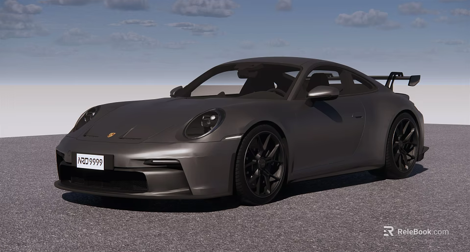 Sleek Gray Sports Car With Black Wheels And Sporty Rear Spoiler Design 3d model 
