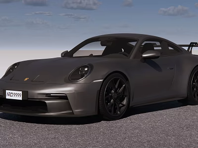 Sleek Gray Sports Car With Black Wheels And Sporty Rear Spoiler Design 3d model