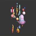 Colorful Marine Scene Components With Sailboat Starfish Duck Toy Coral Crab And Fish