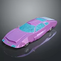 Purple Streamlined Car With Blue Windows And Glossy Finish On Dark Background With Reflection