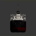 Vintage Red And Black Ship Model With Two Black Chimneys White Deck And Small Flag