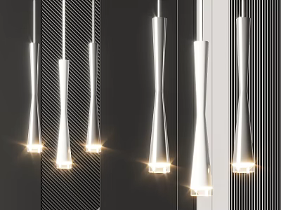 Modern Chandeliers Featuring Sleek Cylindrical Design Metallic Finish And Warm Glow 3d model