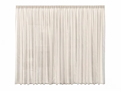 Beige Pleated Curtains For Modern Home With Lightweight Fabric And Long Length 3d model