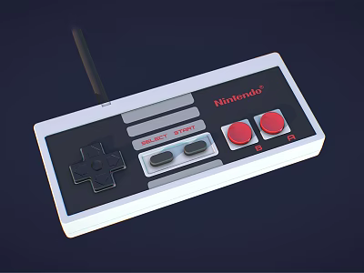Nintendo Classic Retro Game Controller With Cross Direction Pad And Red Buttons 3d model