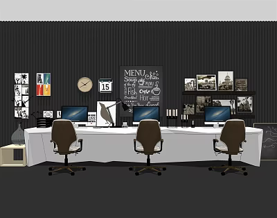Modern Office Desk and Chair Office 3d model