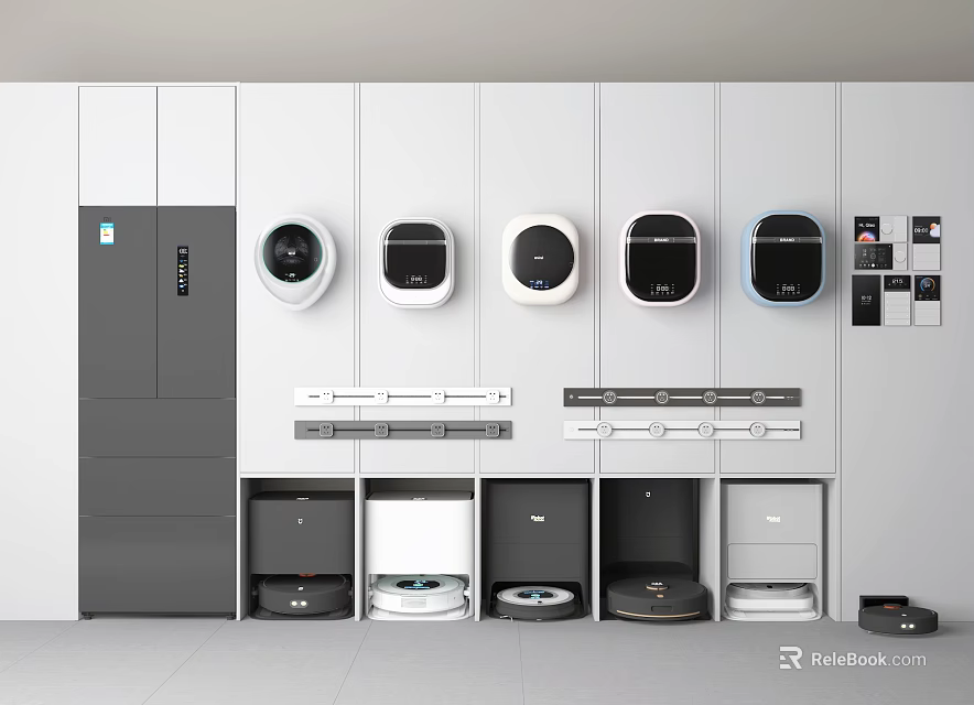 Modern Built in Washing Machine Models With Smart Features And White Cabinet Design 3d model