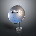 Ratelika HAH Satellite Dish With Silver Surface Red Pole And Gray Concrete Base