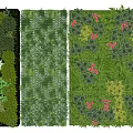 Lush Green Living Wall Design With Diverse Foliage And Pink Flowers