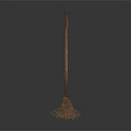 Traditional Broom With Wooden Handle And Natural Bristles Showing Reflection On Black Background
