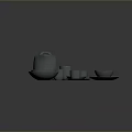 Minimalist Gray Ceramic Household Dinnerware Set Including Kettle Bowls Cups And Plates