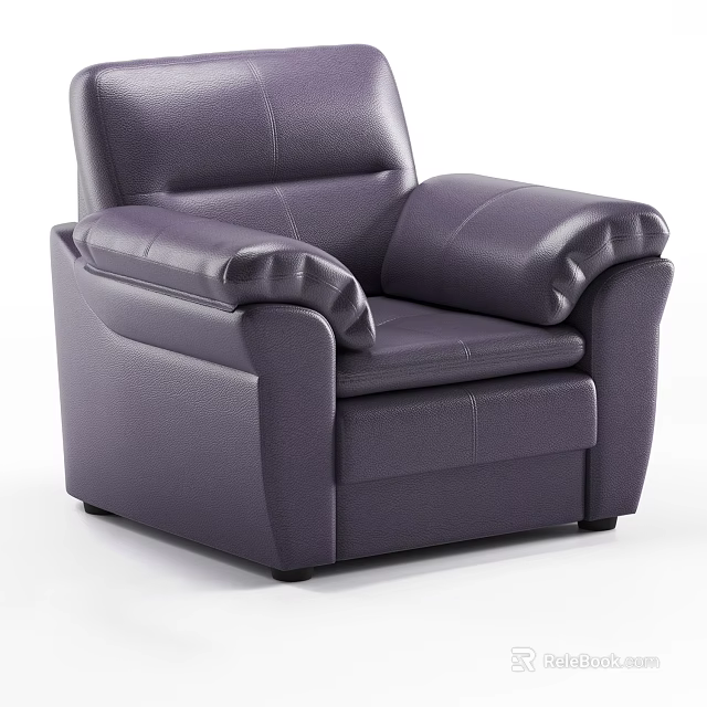 Purple Leather Single Sofa with Comfortable Armrests and Modern Design 3d model