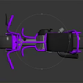 Purple Frame Tricycle With Blue Seat And Wheels On Dark Reflective Surface