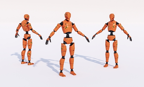 Modern virtual character old robot 3d model