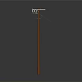 Orange Utility Pole Structure With Top Electrical Wires And Insulators 3d model