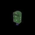 Green Post Box With Chinese Characters And Purple Base Design