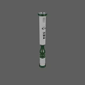 White Cylindrical Tube With Green Accents And Elegant Decorative Design