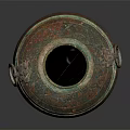 Ancient Bronze Vessel With Decorative Patterns And Two Side Handles 3d model