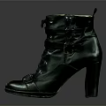 Stylish Shiny Dark Green Leather High Heel Lace Up Boots For Women