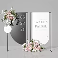 Elegant Modern Floral Installation With Pink White Flower Arrangements And Display Stands