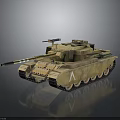 Military Tank With Camouflage Paint Gun Barrel Tracks And 3D Rendering Reflection