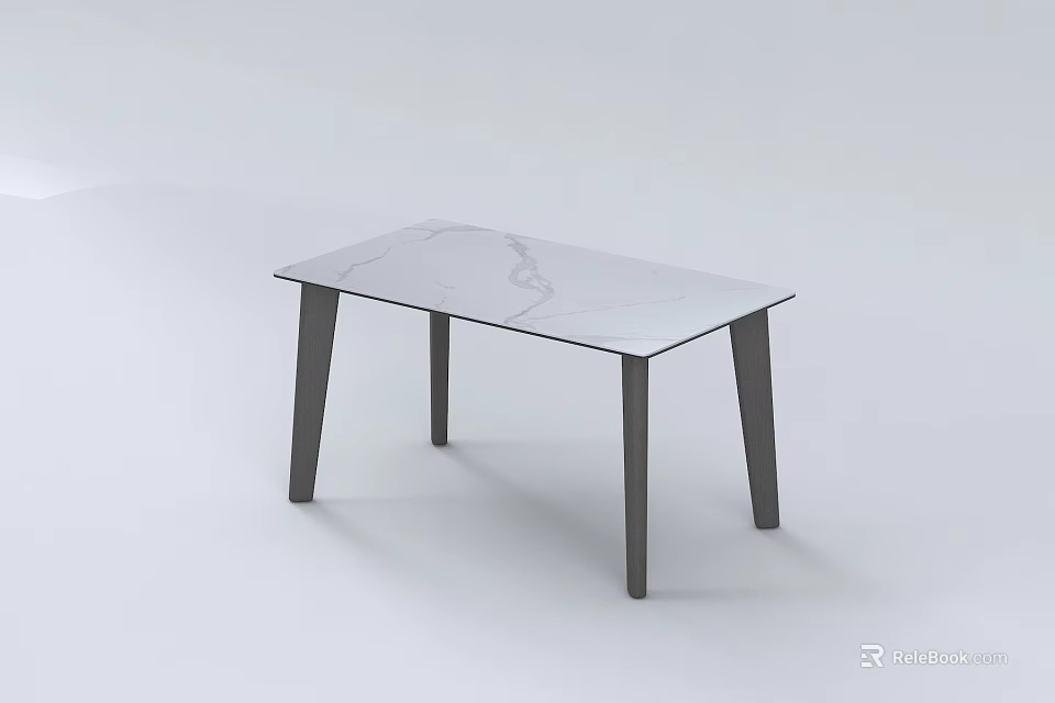 Sleek Modern Dining Table Design With White Marble Top And Black Legs 3d model